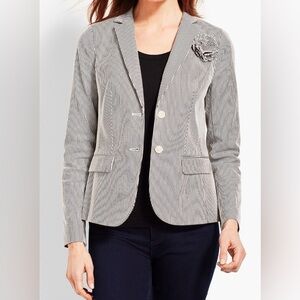 Talbots Black and White Pinstripe Blazer, EUC